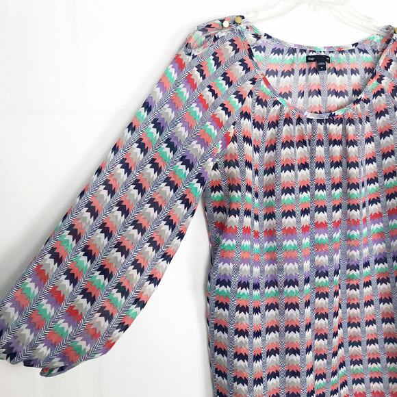Gap Multicolor 3/4 Balloon Sleeves Scoop Neck Top Size M - Picture 7 of 11